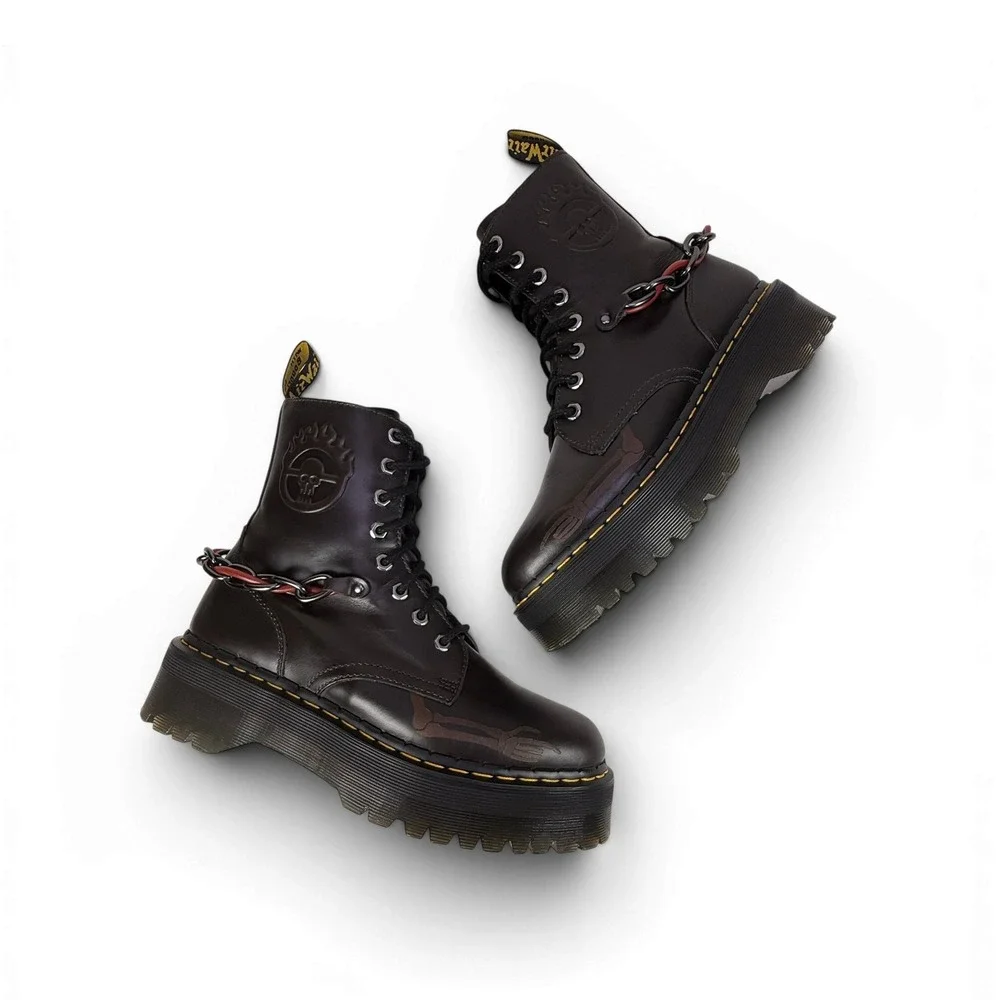 Dr. Martens Jadon Mad Max MM Boots Brown Leather Quad Platform Mens 10 UK9 EU43